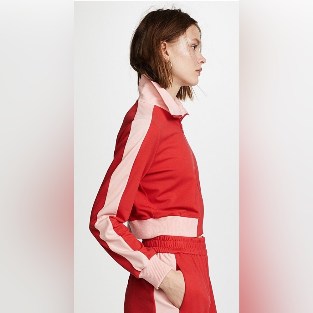 Alice + Olivia AIR Jackson Cropped Track Jacket in Red and Pink size Medium - Picture 3 of 7